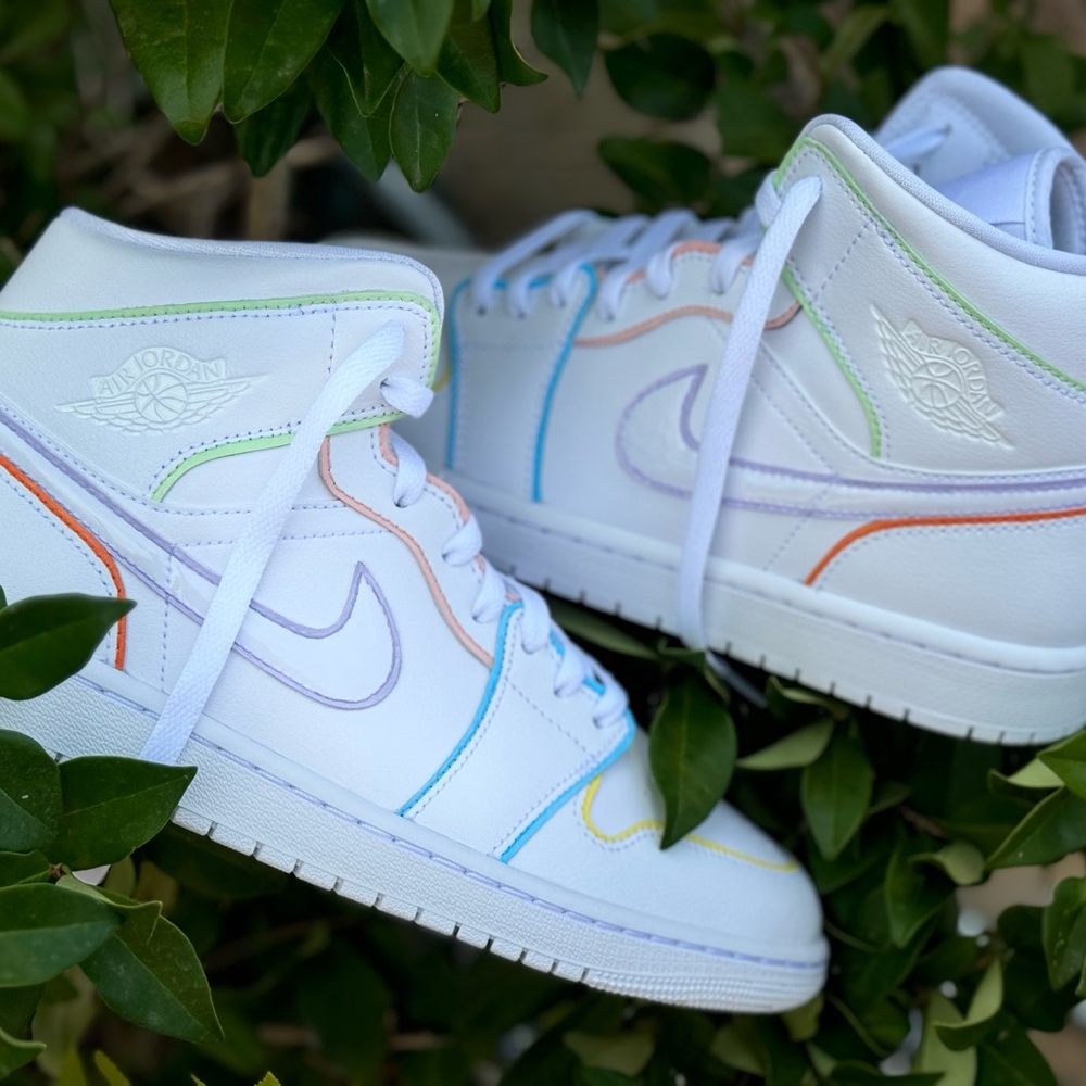 Pastel colorful outline air Jordan custom Nike shoes women